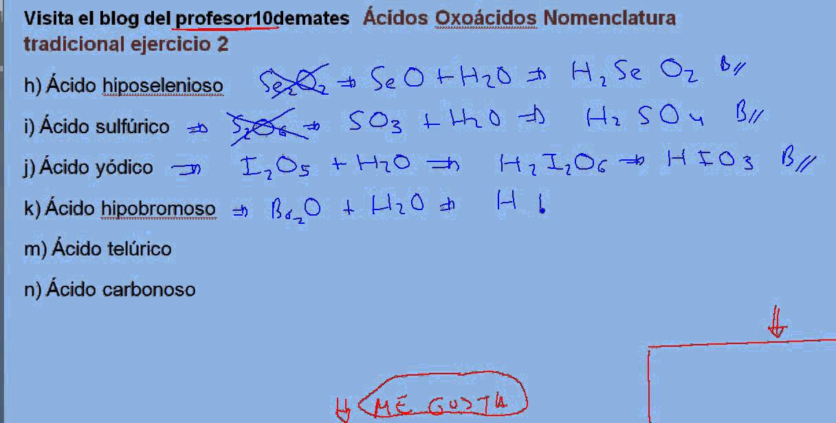 Formulación 50 Ácidos Oxoácidos Nomenclatura tradicional ejercicio 2b YouTube