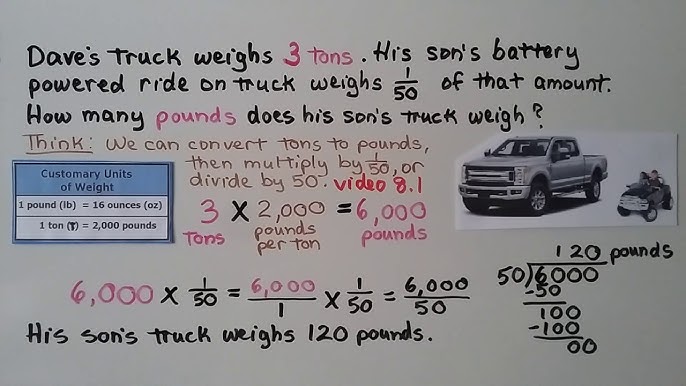 5th Grade Math 10.3, Compare & Convert Customary Weight, Pounds, Tons - YouTube