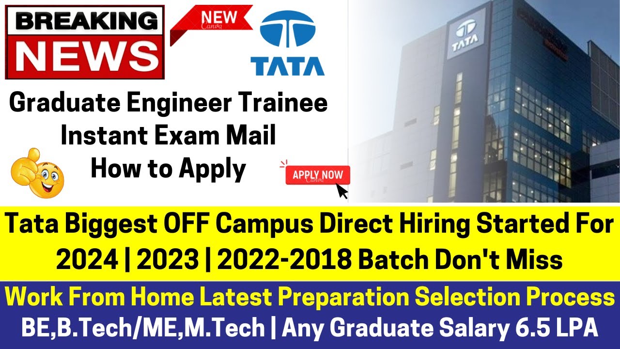 🔴Tata Biggest OFF Campus Direct Hiring Started For 2024 | 2023 | 2022 ...