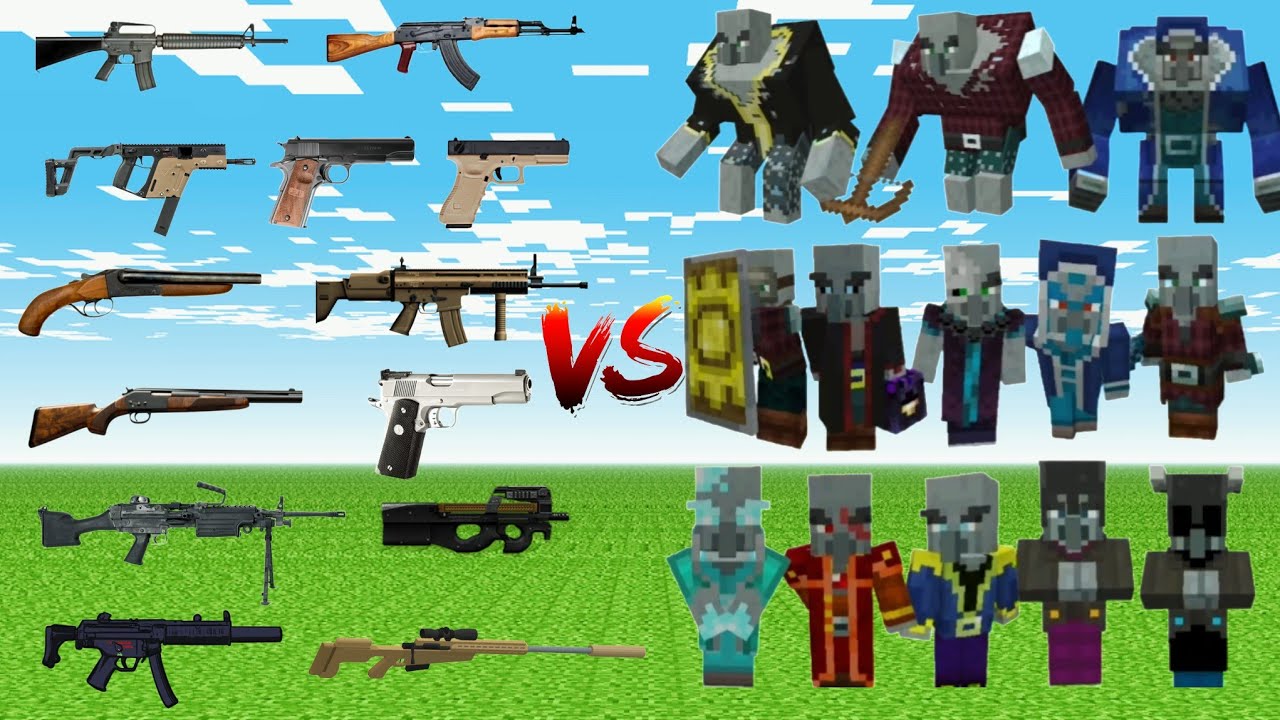 what TaCZ Gun Can DEFEAT The Most Minecraft Pillagers in a Raw? - YouTube