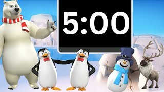 5 Minute Winter Countdown | Winter Classroom Timer | Timer for Kids with Music & Progress Bar