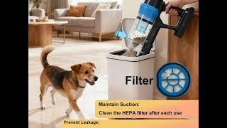 Cordless Stick Vacuum Cleaner: 45kPa Powerful Suction &amp; 60Min Runtime, Self-Standing
