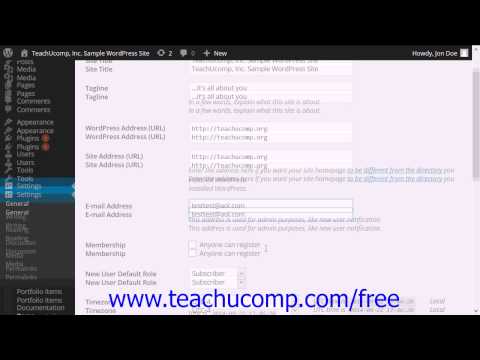 WordPress 4.0 Training Tutorial General Settings