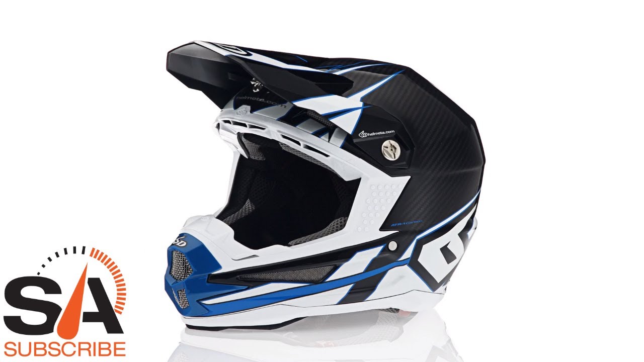 6D ATR 1 Carbon Electric Blue White Helmet at SpeedAddicts.com