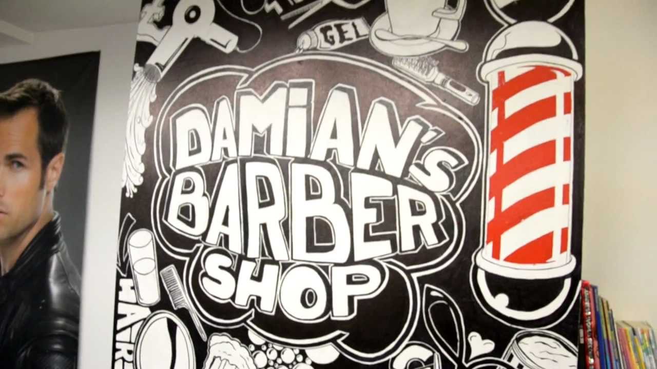 Barber Pole Drawing Graffiti drawing at damians barbershop - youtube