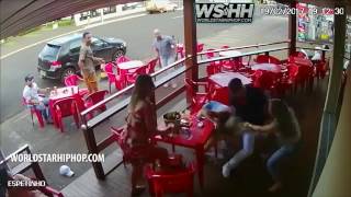 Chick Catches Her Husband With His Side Chick, Husband  Hits Her With A Right Hook For Punching Him