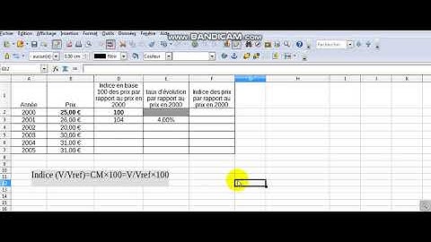 calcul indice (évolution et taux)