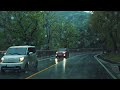 💧[4K] peaceful rainy drive on local forest road for sleep, study, relaxation. rain sounds
