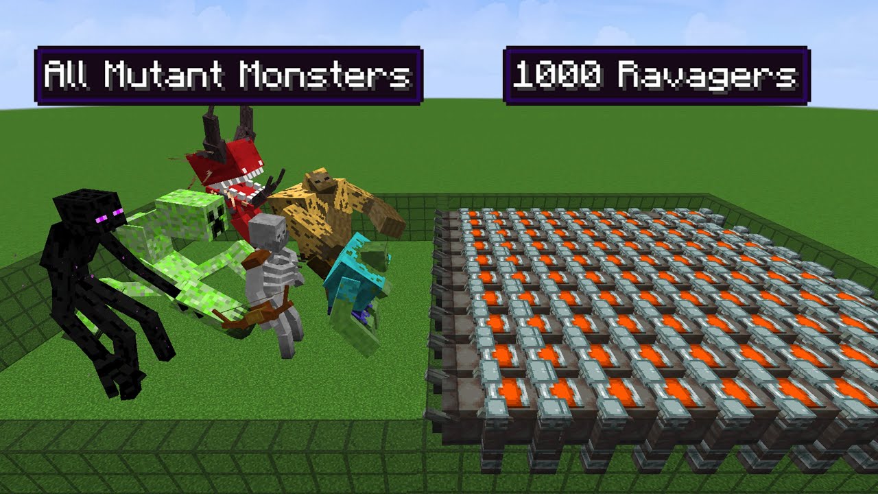 All Mutant Monsters vs 1000 Ravagers in Minecraft - YouTube