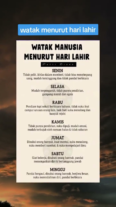 watak/sifat manusia menurut HARI lahir || kembali ke perwetonan #shorts#viral