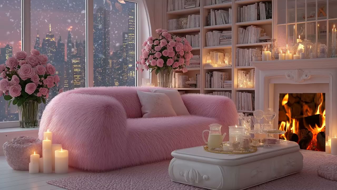 🎹🔥 Warm & Cozy Snow Piano | 3 Hours Lounge with Snow View | Anxiety Relief Peace Study Meditation