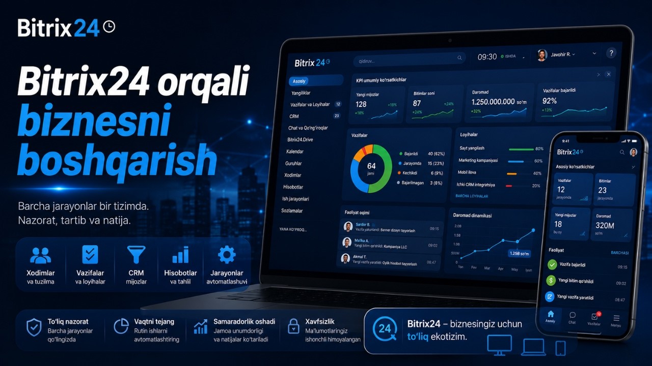 Bitrix24 yordamida biznesni to‘liq nazorat qiling! - YouTube