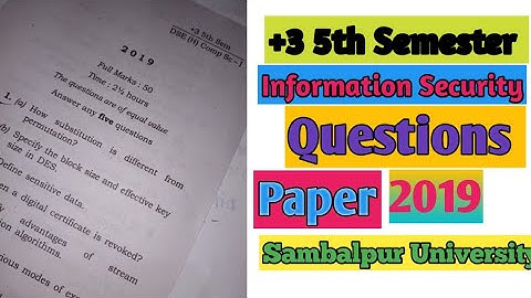 Information Security Questions Paper 5th Semester Sambalpur University