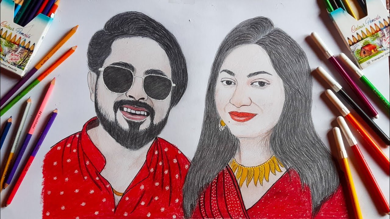 Couple 💑 sketch made by me for my friend - YouTube