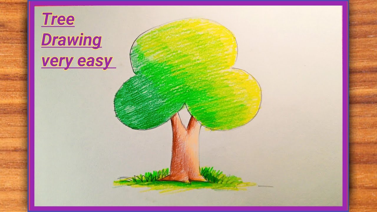 How to draw tree drawing is very easy step by step with pencil color ...