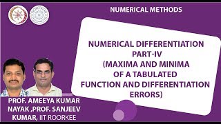 Numerical differentiation part-IV  (Maxima/minima of a tabulated function and differentiation