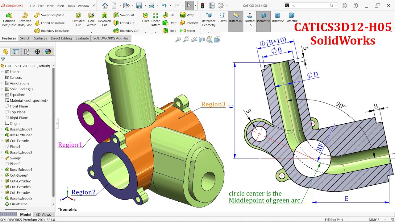 SolidWorks Complex Exercise –CATICS3D12 H05 - YouTube