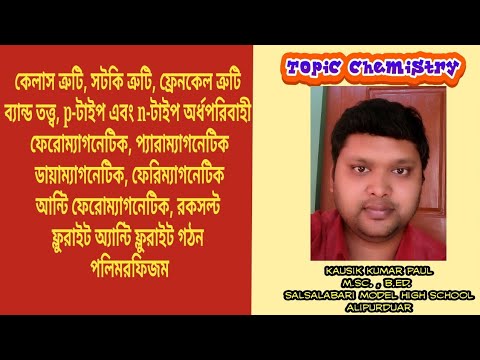 কেলাস এর ত্রুটি, চৌম্বক ধর্ম, অর্ধপরিবাহী, ব্যান্ড তত্ত্ব, রকসল্ট, ফ্লুরাইট গঠন গঠন