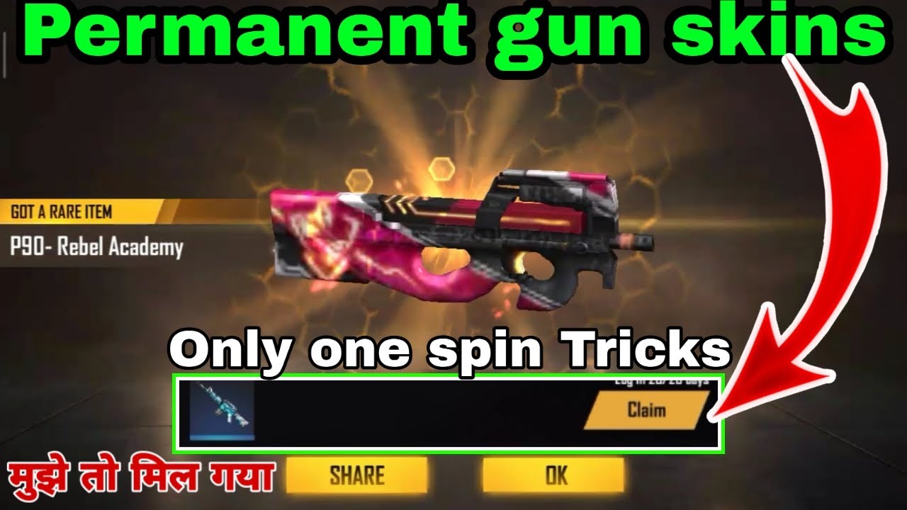 Free fire weapon royale only one spin tricks | P90 gun ...