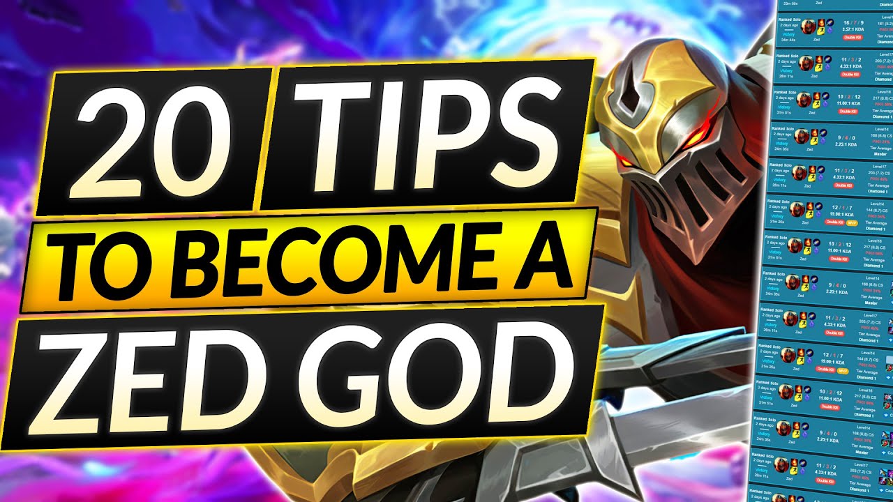 20 BEST ZED Tips to RANK UP FAST in Season 12   PRO Combos Mechanics Builds   LoL Guide