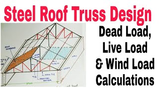 Steel Roof Truss Design  || Dead Load || Live Load || Wind Load Calculations (2023)