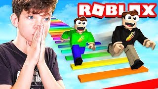 1v1 RAINBOW OBBY RACE with MY LITTLE BROTHER! (Roblox)