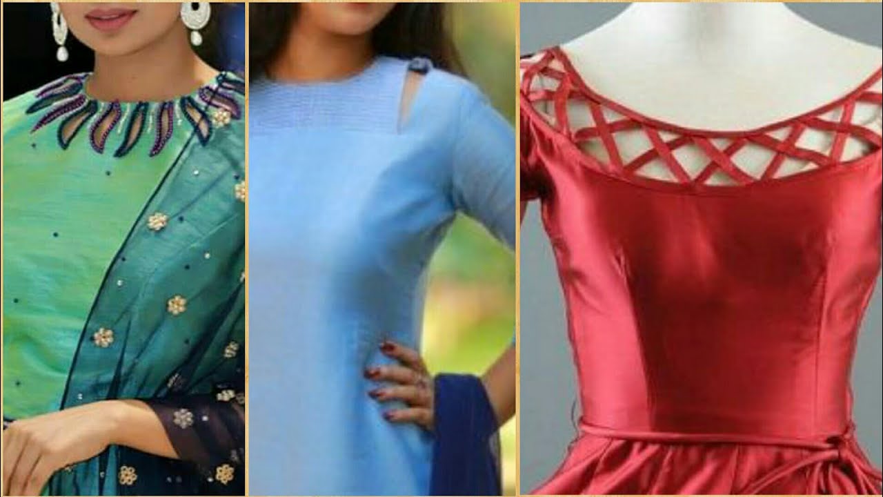 Stylish boat neck designs on kurti 