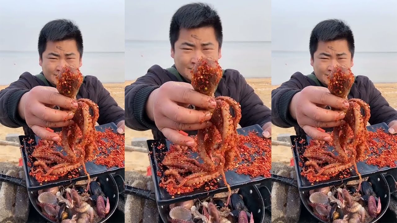 Super Spicy Spider Squid Cooking and ASMR Eating Delicious 