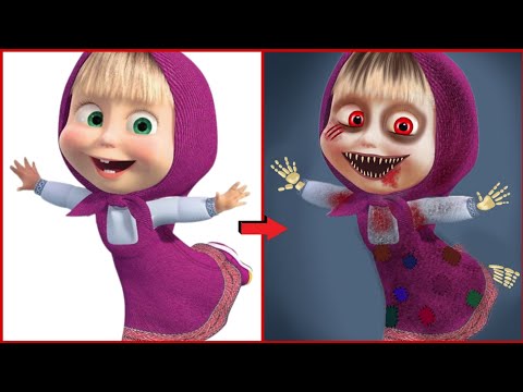 Masha and the bear horror transformation 🎃😱|| Creepy cartoon|| Disney characters ||halloween