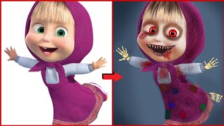 Masha and the bear horror transformation 🎃😱|| Creepy cartoon|| Disney characters ||halloween screenshot 5