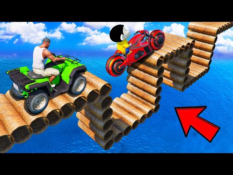 SHINCHAN AND FRANKLIN TRIED THE IMPOSSIBLE DOUBLE TRAPPING PIPE ROAD PARKOUR CHALLENGE GTA 5