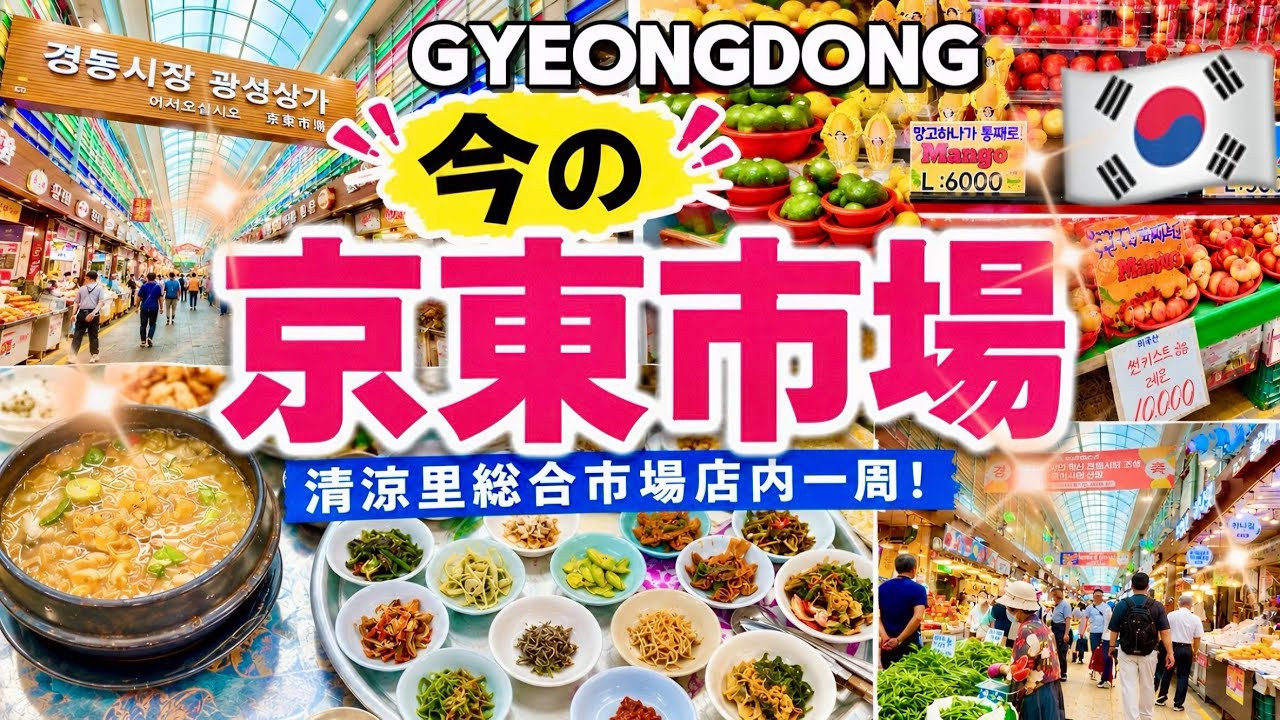 【韓国ソウル】東大門おすすめコース🇰🇷 2026年今、韓国で最も賑わうソウル最大級‼️おかずが20種類の穴場韓国グルメ 韓国ソウル京東市場/清涼里総合市場店内一周！東大門おすすめグルメ