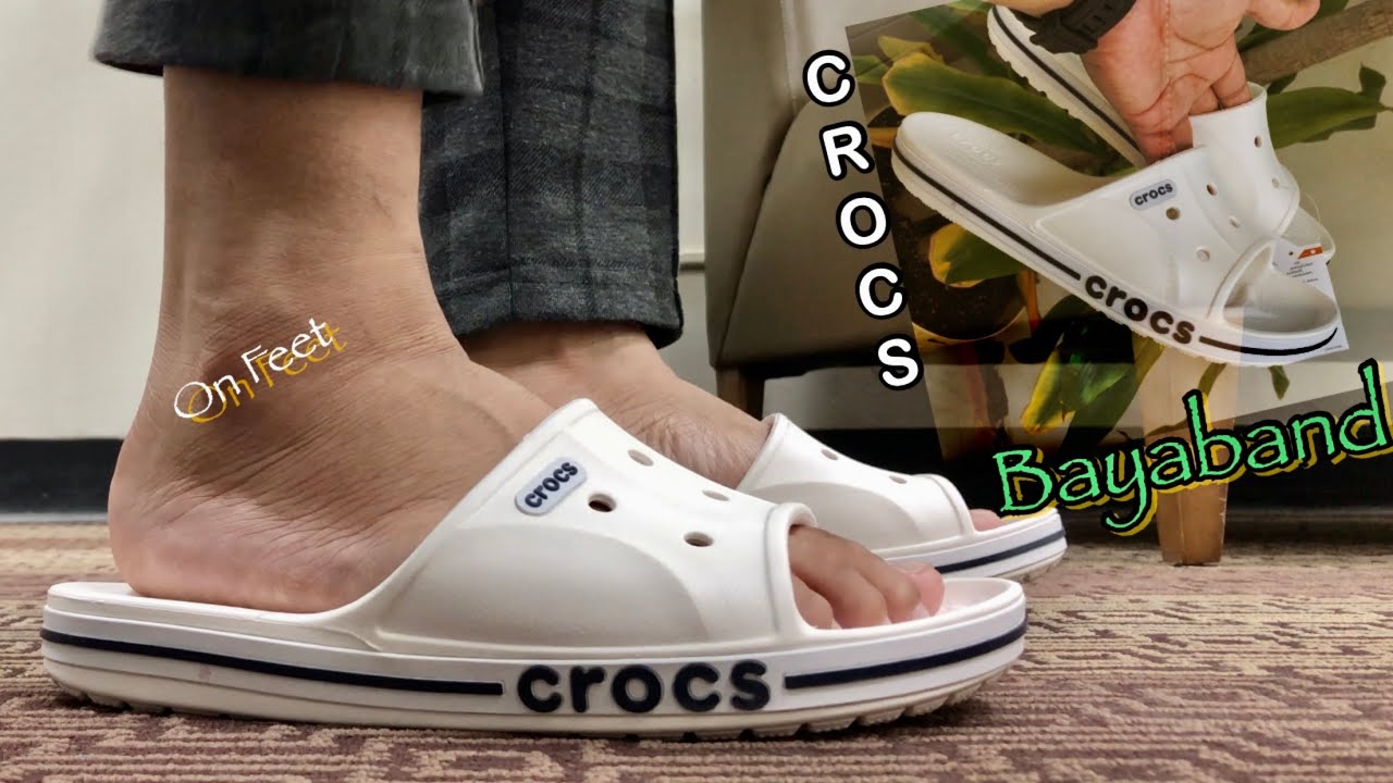croc slides on feet