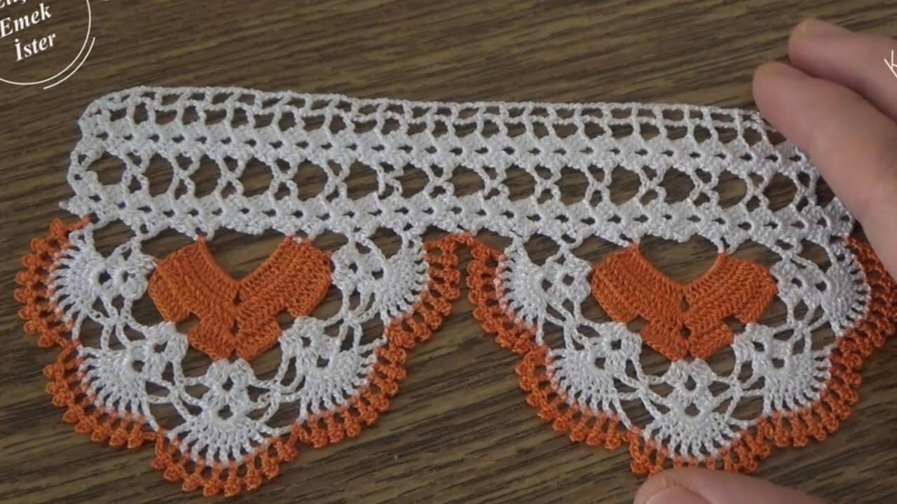 Model pembeydi✅ Turuncuya çevirdim! Seviyorum ben bu rengi ya! #havlukenarı #crochet