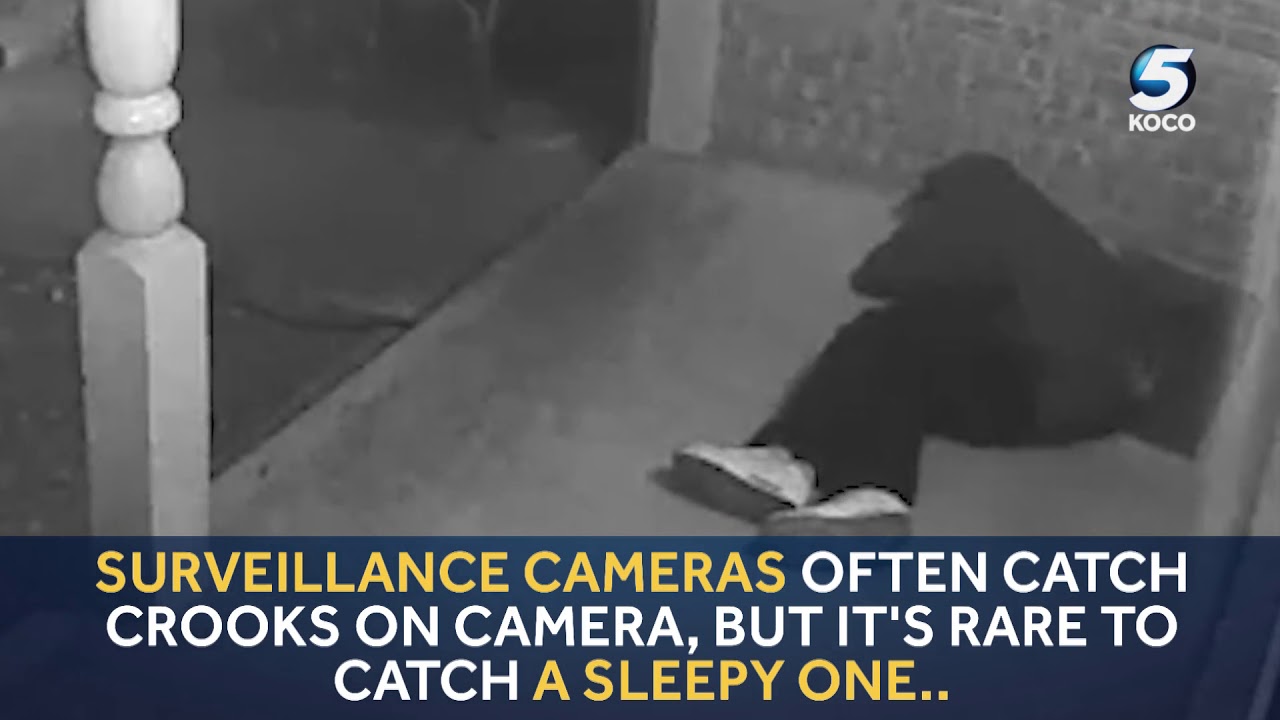 Sleepy burglar caught on camera in Oklahoma City - YouTube