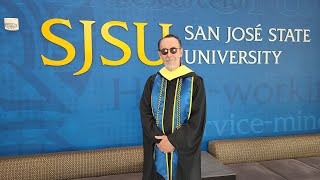 Aaron graduates   from San Jose State University.