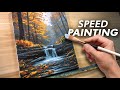 Acrylic Painting Time-lapse | Autumn Stream Landscape