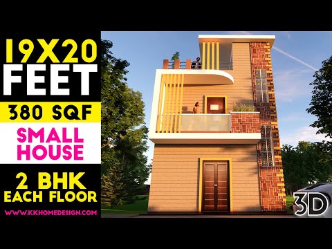 2BHK Small Space House Design Size 19x20 Feet 2 Bedroom House Plan#68