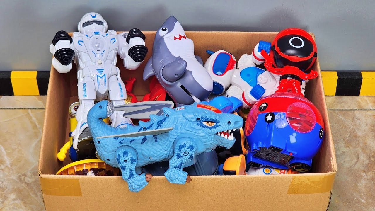 Satu Kotak Penuh Robot Naga Dinosaurus, Robot Squidgame, Robot Astronot, Robot Joget, Ironman, dll