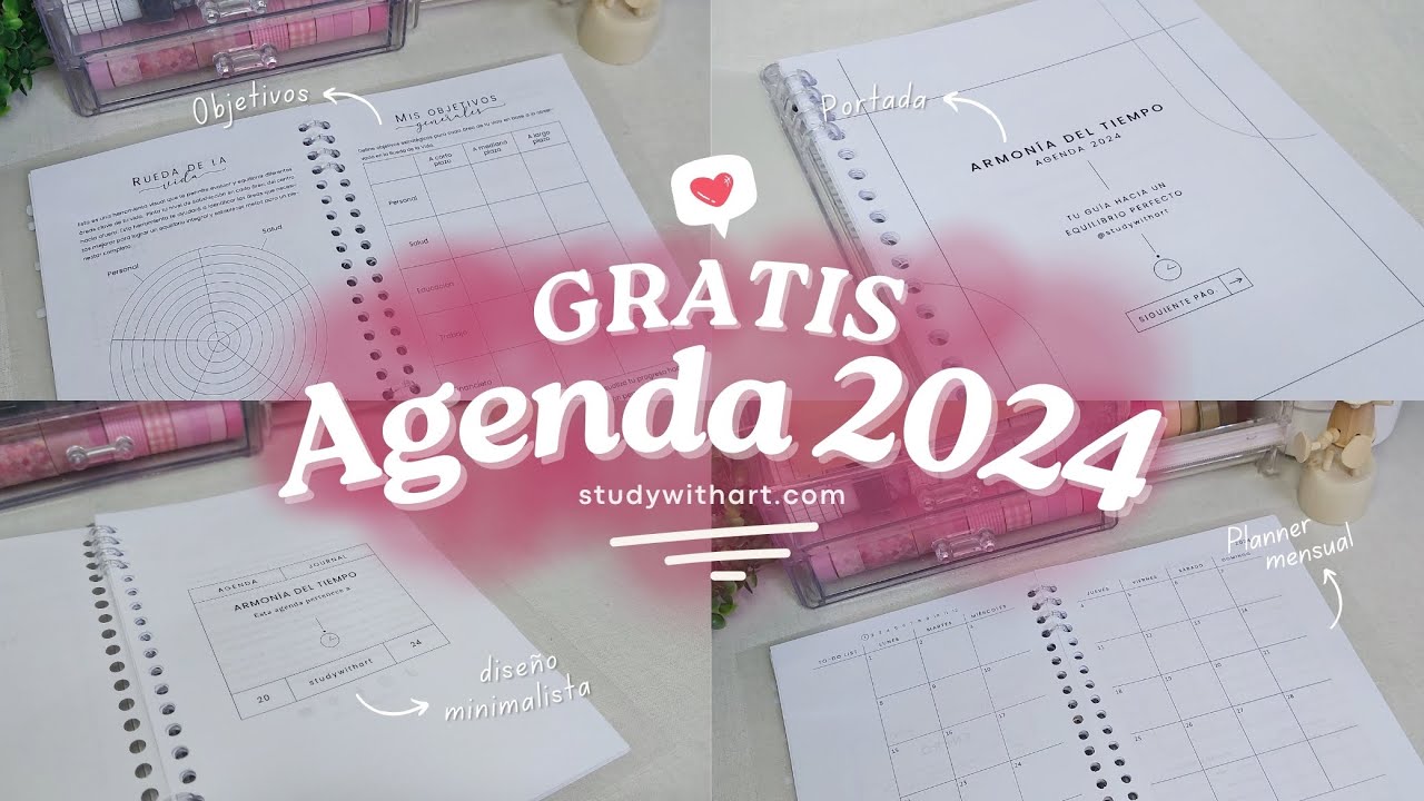 Agenda 2024 GRATIS Para Descargar E Imprimir + Planner Digital 100%  Personalizable Y Minimalista Para Estudiantes – Studywithart – Studywithart