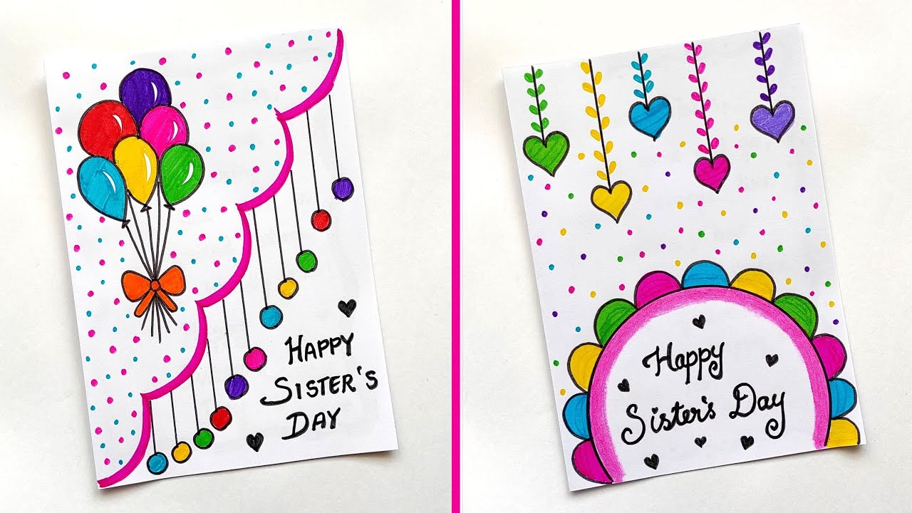 2 Sister's Day Card | Cute White Paper Sister's Day Greeting Card Ideas | 2024 Sister's Day Card