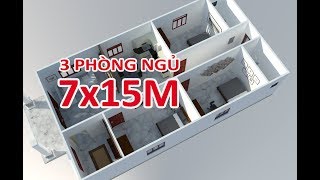 GỢI Ý MẪU NHÀ CẤP 4 DIỆN TÍCH 7x15M VỚI 3 PHÒNG NGỦ ĐẸP - YouTube