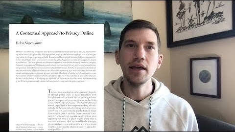 Summary of "A Contextual Approach to Privacy Online," by Helen Nissenbaum