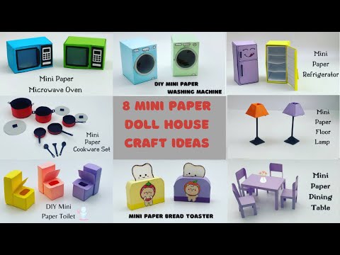 8 EASY MINI PAPER CRAFT IDEAS FOR DOLL HOUSE / Paper Craft / school hacks/ Origami / MINIATURE CRAFT