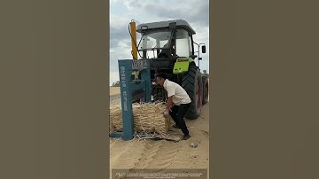 Tractor Cuts Straw Bundles for Desert Sand Control