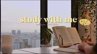 1-HR STUDY WITH ME at sunset | Background noise + Gentle Trickling Water  | Motivation study.