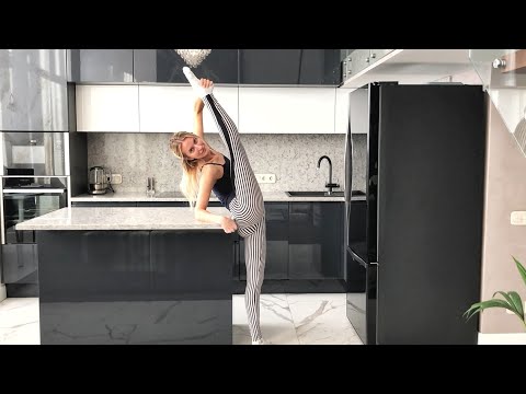 Russian ballerina. Stretching at home.