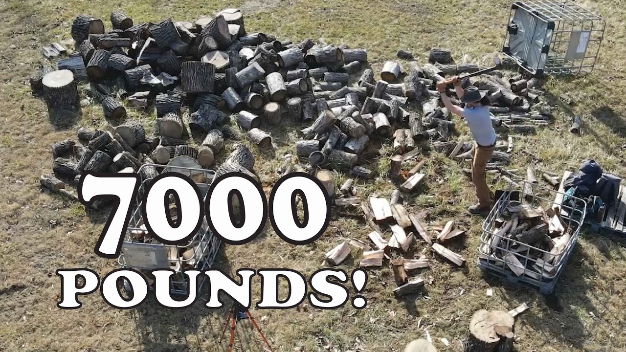 Splitting Firewood - BY HAND - Enough for 4 Years - YouTube