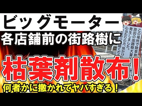 【ゆっくり】悲報 ビッグモーター！各店舗前の 街路樹に 枯葉剤散布 されてしまう！