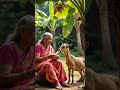 grandmother and goat planting banana tree #ai #shorts #video #story #shortvideo #youtube #100kview